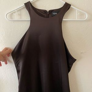 Ten by Babaton Brown Satin Halter Dress